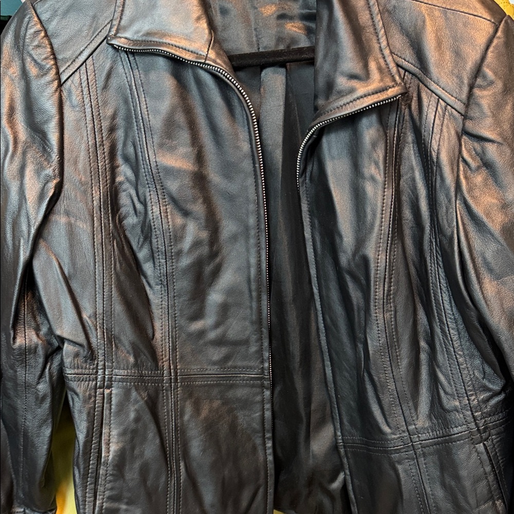 Pamela McCoy Classic Black Leather Jacket